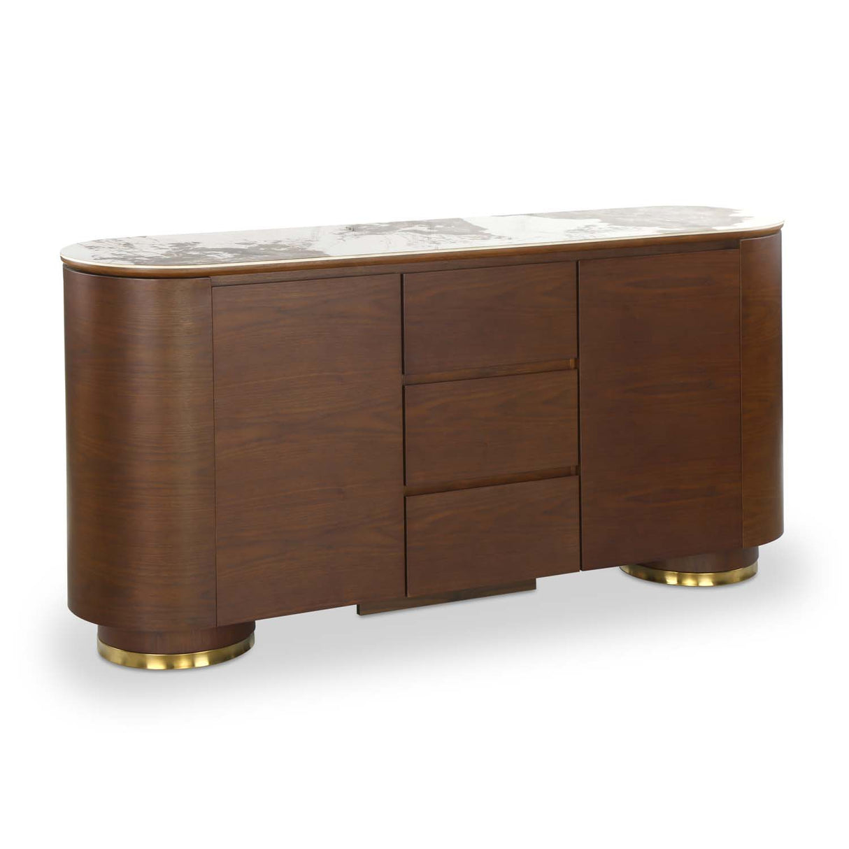 Empera Sintered Top Buffet Sideboard Cabinet (Walnut & Beige)