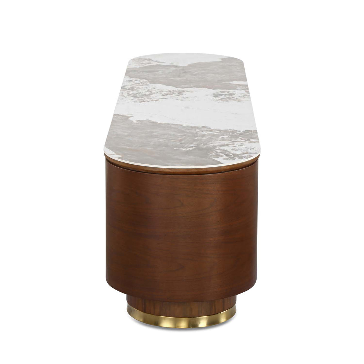 Empera Sintered Top TV Unit (Walnut & Beige) - Side View