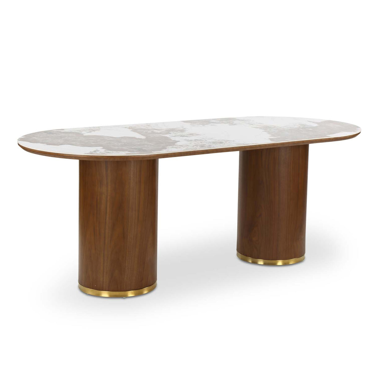 Empera Sintered Top 6 Seater Dining Table (Walnut & Beige)
