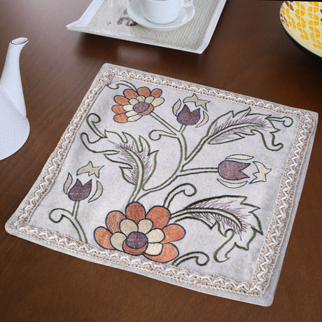 Nilkamal Decorative Floral Cotton Trivet (Multicolor)