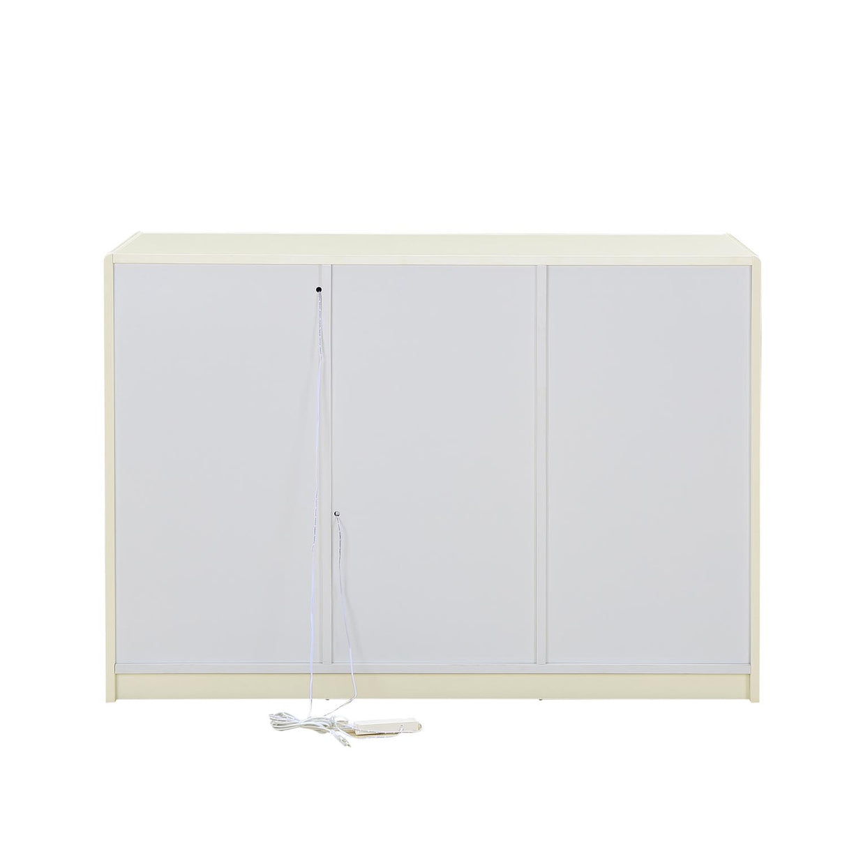 Ivory white sideboard cabinet with glass door back view 2