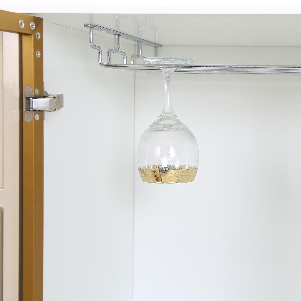 Close-up of hanging wine glass rack 2