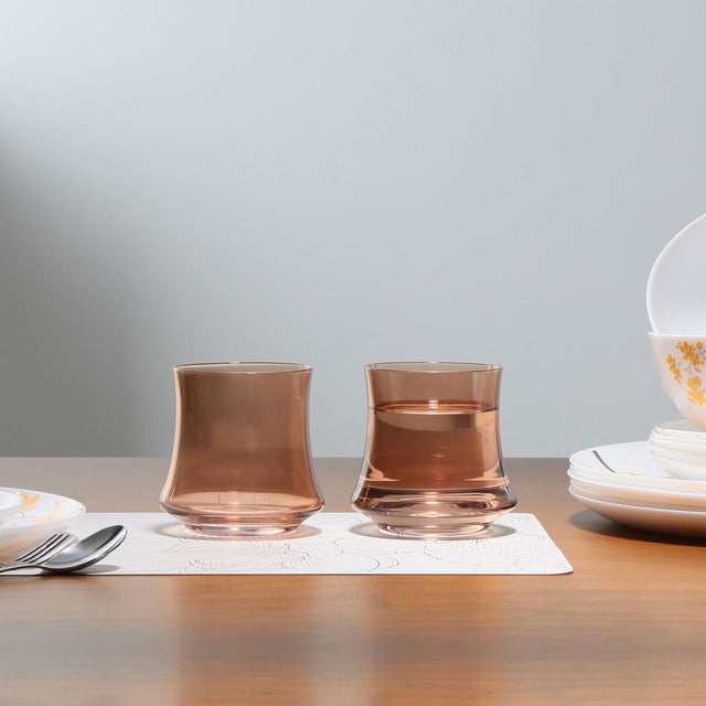 Nilkamal Atelier 360 ml Water Glass Tumblers Set of 4 (Brown)