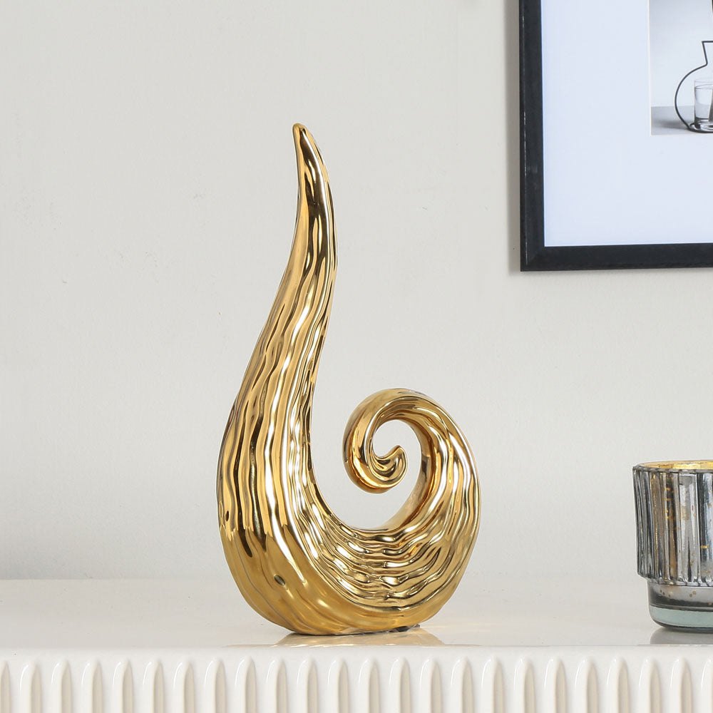 Nilkamal Decorative Scroll Design Ceramic Showpiece (Gold)