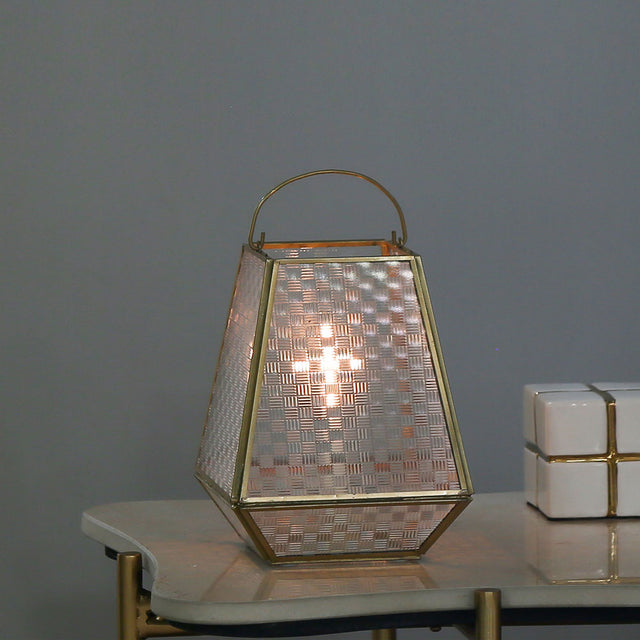 Nilkamal Trapeze Metal Glass Candle - 02