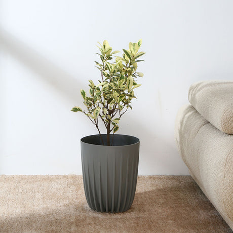 Nilkamal Semi Fluted Design Polypropylene Bucket Planter Grey - 02