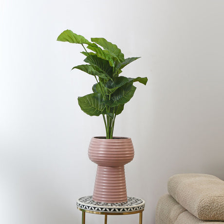 Nilkamal Fluting Design Decorative Dolomite Planter (Pink)