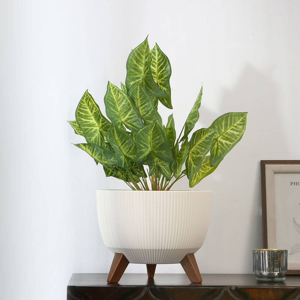 Nilkamal Tri Leg Fluted Design Polypropylene Planter Cream