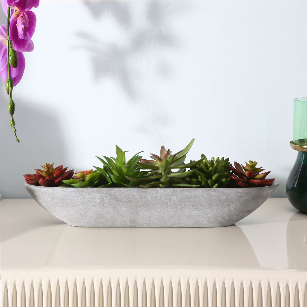 Nilkamal Artificial Succulent Plant With Oval Pot (Green)