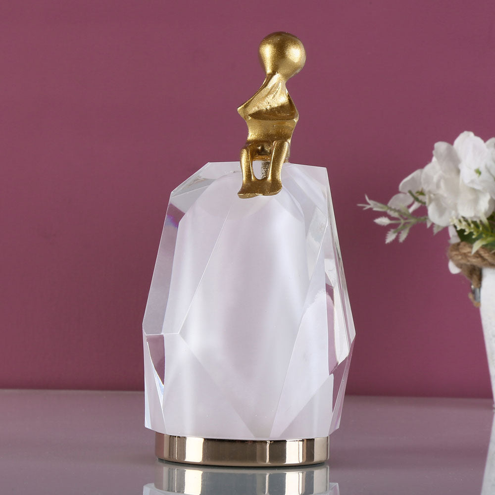 Nilkamal Man Sitting On Rock Acrylic Metal Showpiece Gold