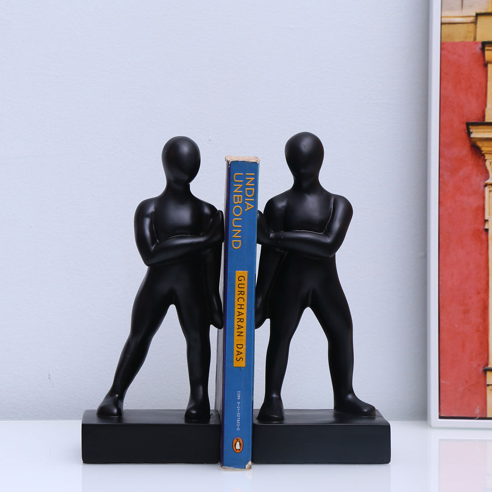 Nilkamal Muscular Men Polyresin Bookend Set Of 2 Black