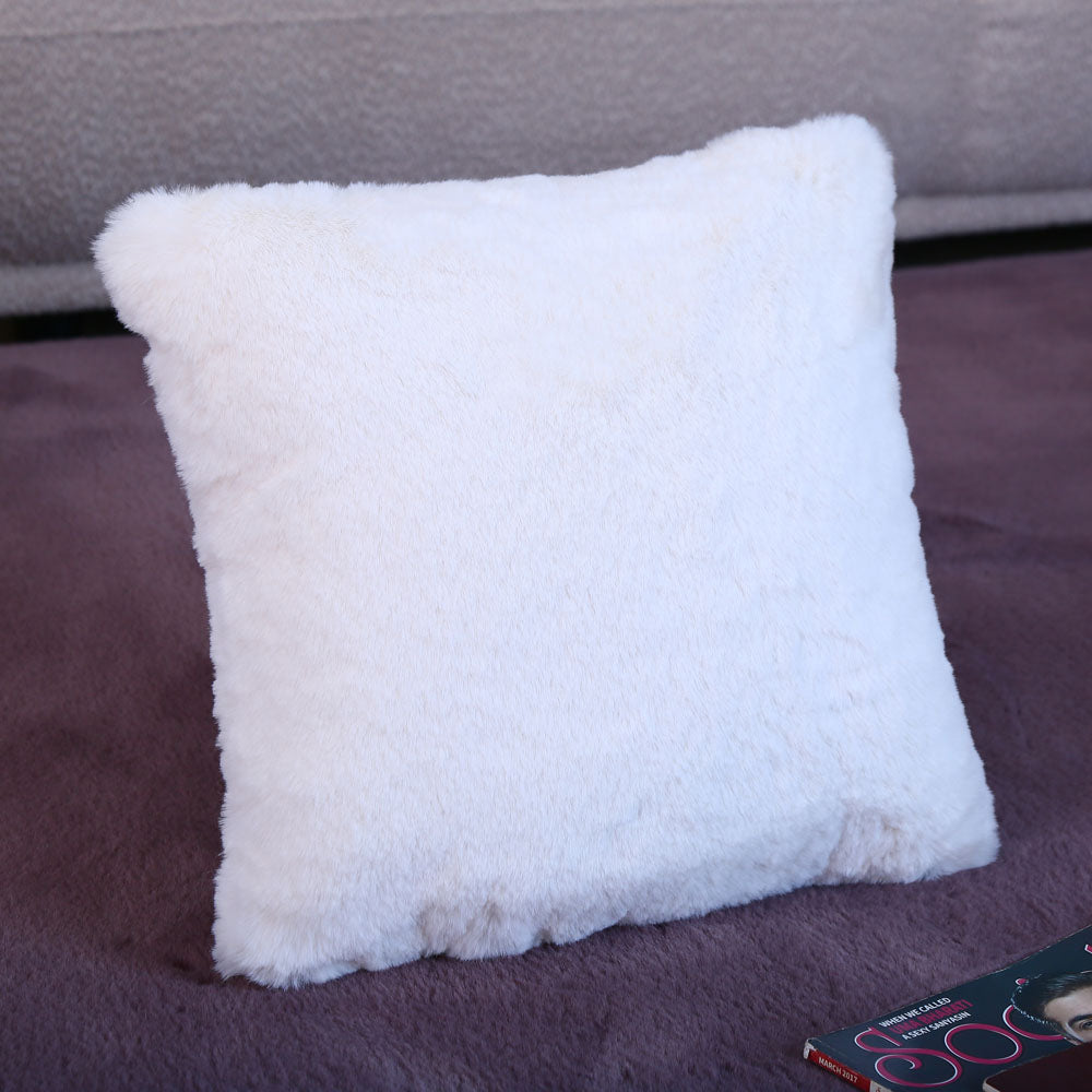 Nilkamal Soft Fur Polyester 16 X 16 Filled Cushion Off White