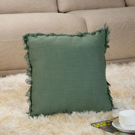 Nilkamal Solid Cotton 16 X 16 Filled Cushion Green
