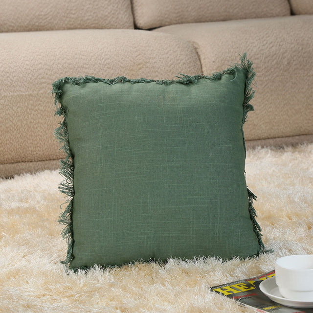 Nilkamal Solid Cotton 16 X 16 Filled Cushion Green