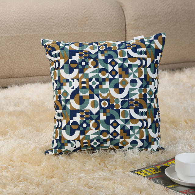 Nilkamal Geometric Cotton 16" x 16" Filled Cushion (Multicolor)