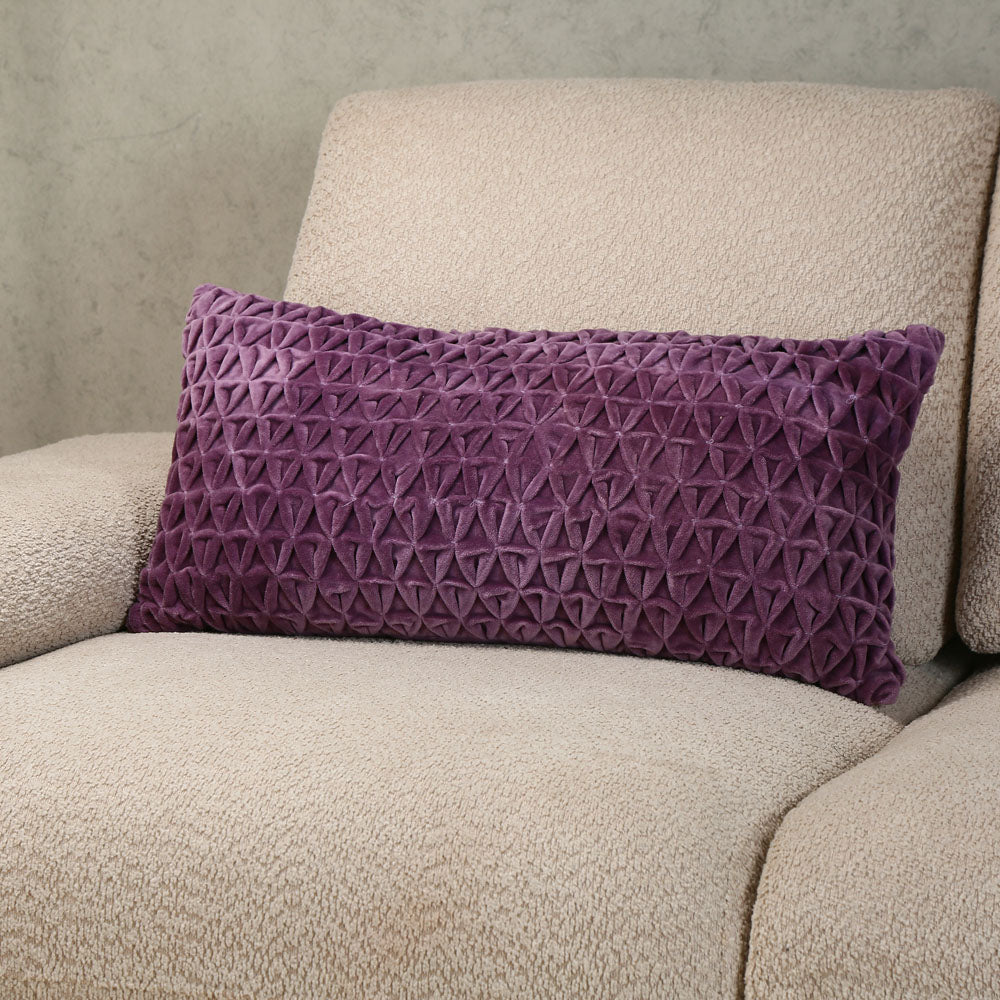 Nilkamal Star Knot Pattern Cotton Velvet 24 X 12 Filled Cushion Purple
