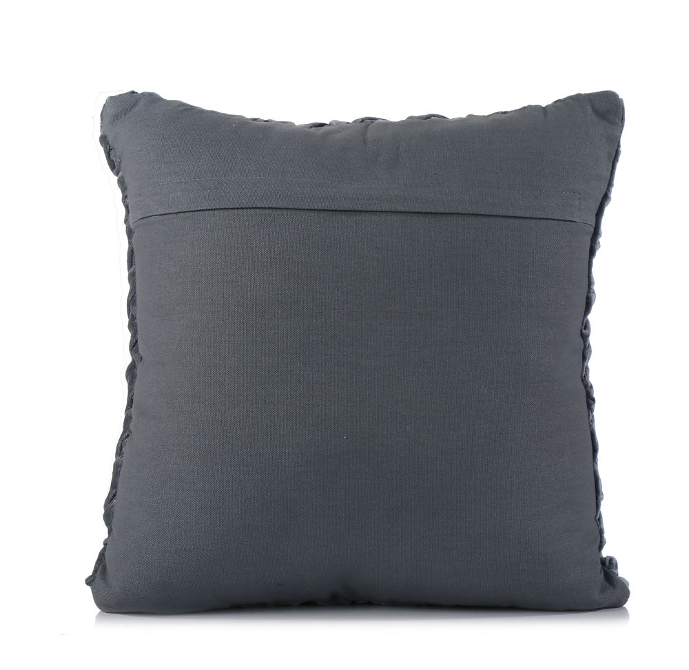 Criss Cross Knot Pattern Cotton Velvet 16" x 16" Filled Cushion (Grey)