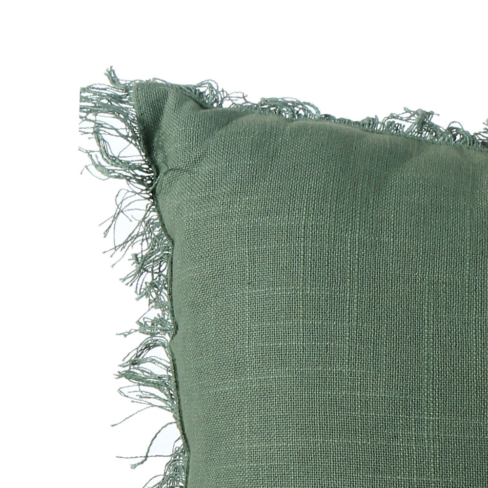 Solid Cotton 16" x 16" Filled Cushion (Green)