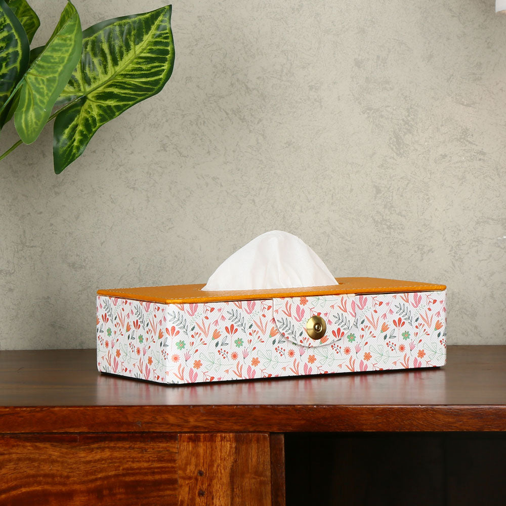 Nilkamal Floral Design Rectangular Tissue Box (Orange)