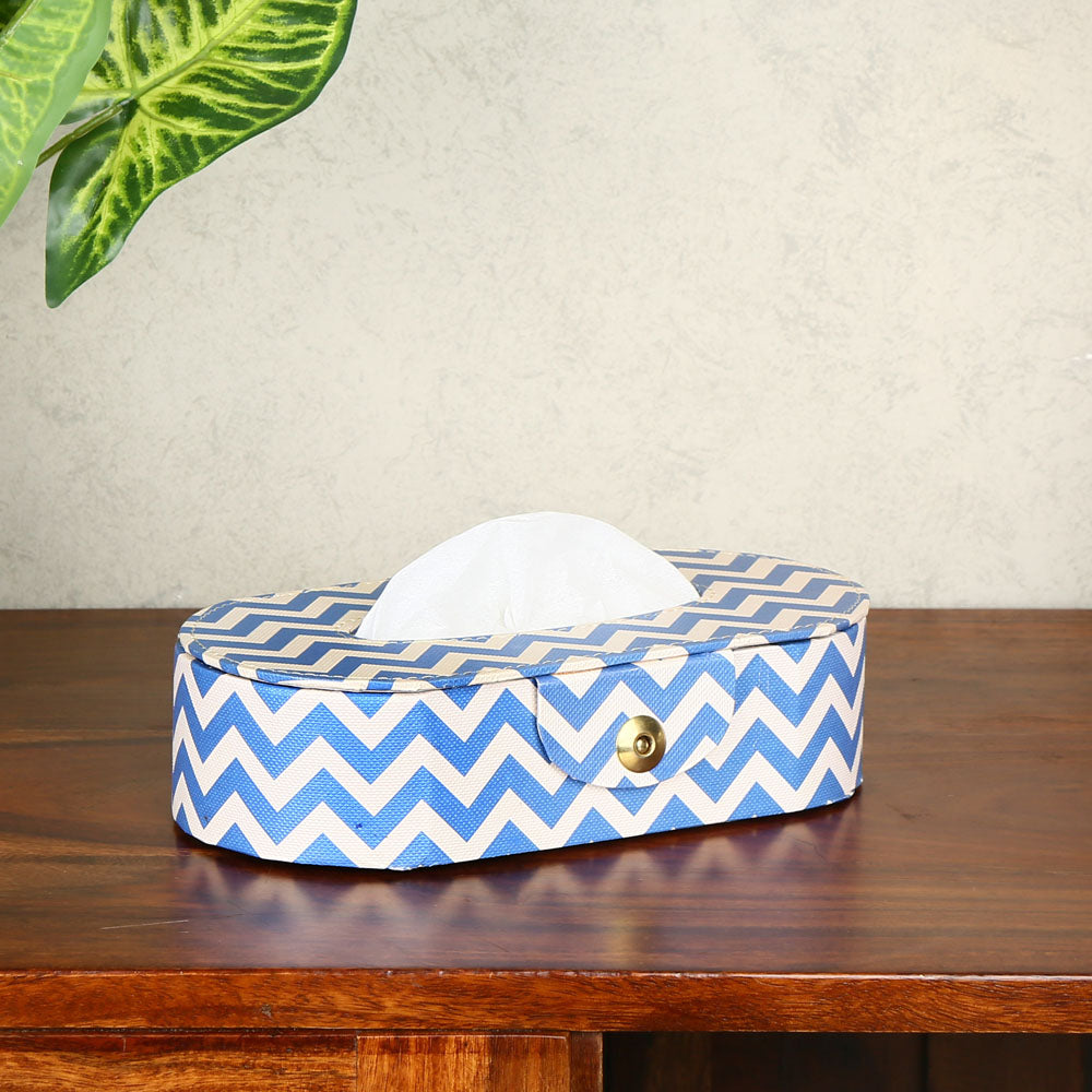 Nilkamal Chevron Design Oval Tissue Box (Blue)