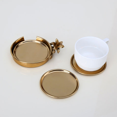 Nilkamal Decorative Metal Coasters Set of 4 (Gold)