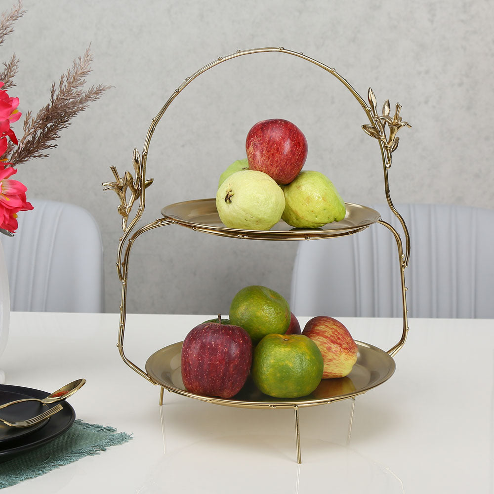 Nilkamal Lily Twigs 2 Tier Metal Serving Stand Gold