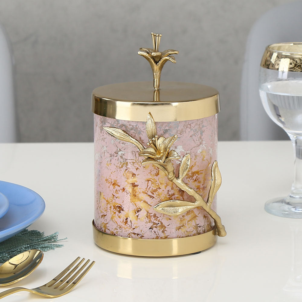Nilkamal Lily Twigs Cannister Small Pink Gold