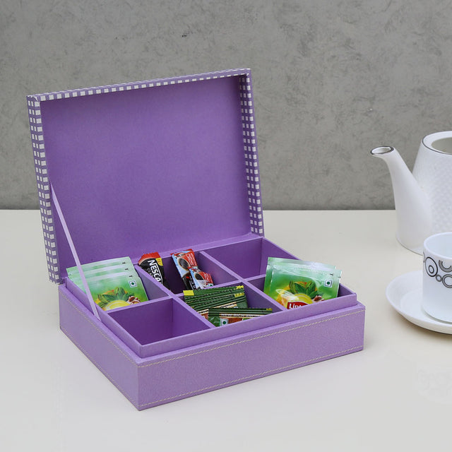 Nilkamal Checkered Six Section Utility Organiser Box (Purple)