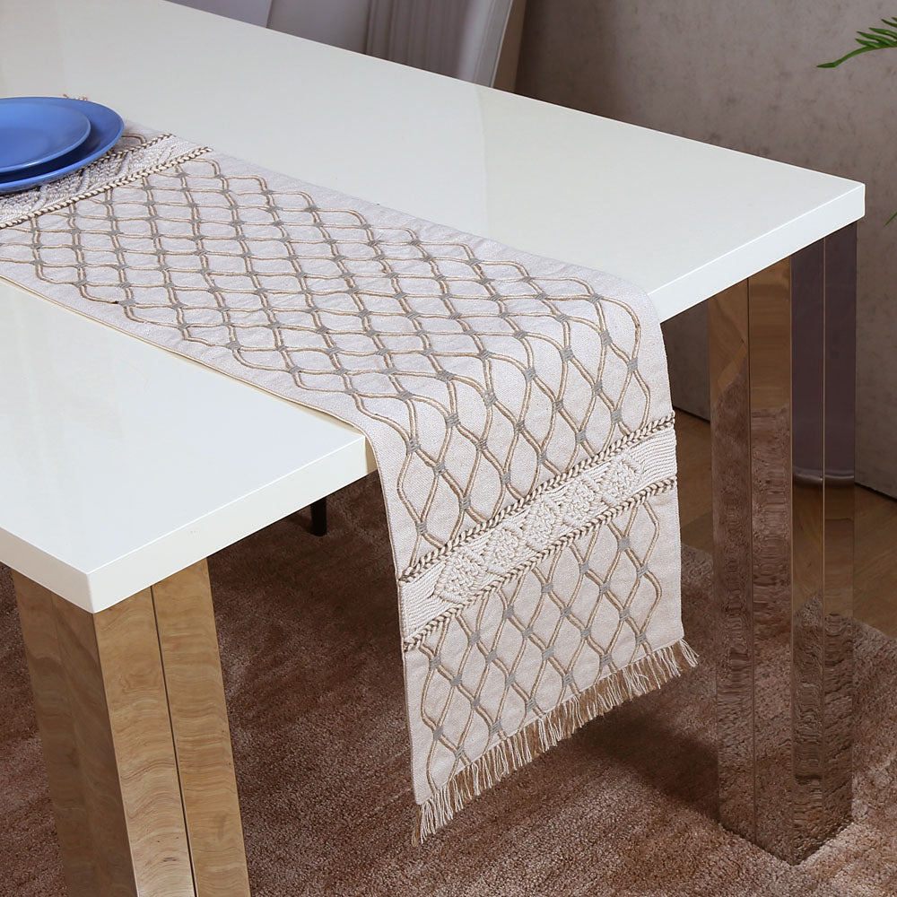 Nilkamal Decorative Abstract Cotton Table Runner (120 x 33 cm, Multicolor)