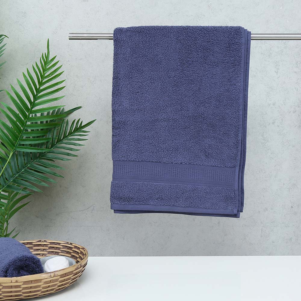 Nilkamal Solid 480 Gsm Cotton Bath Towel 75 X 150 Cm Blue