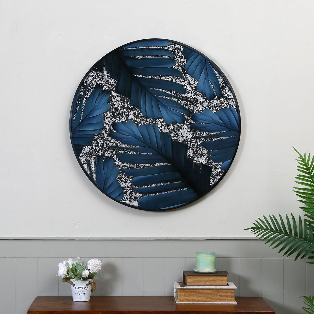 Nilkamal Leaf Design Round Wall Decor Blue