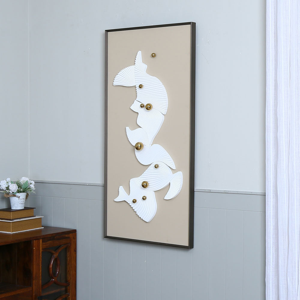 Nilkamal Rectangular Abstract Wall Decor White Beige