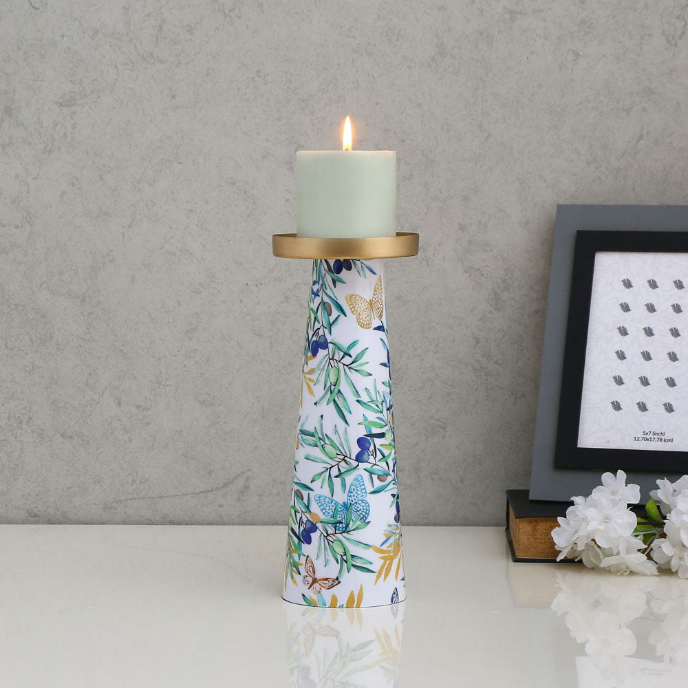 Nilkamal Decorative Floral Taper Candle Holder (Multicolor)