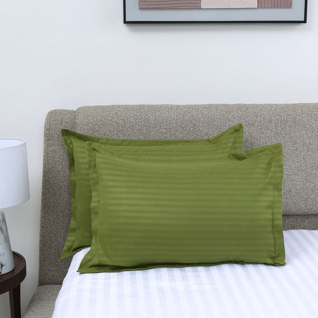 Nilkamal Stripes Microfiber 17 X 27 Pillow Covers Set Of 2 Green