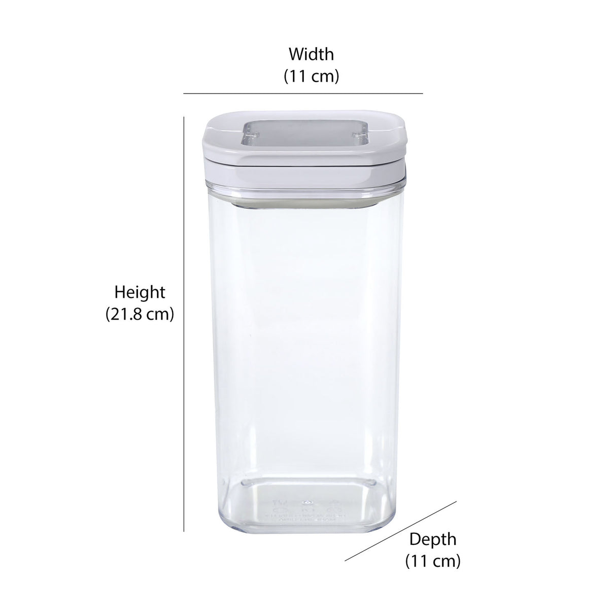 Square Shape 1700 ml Fliplock Container (Transparent)