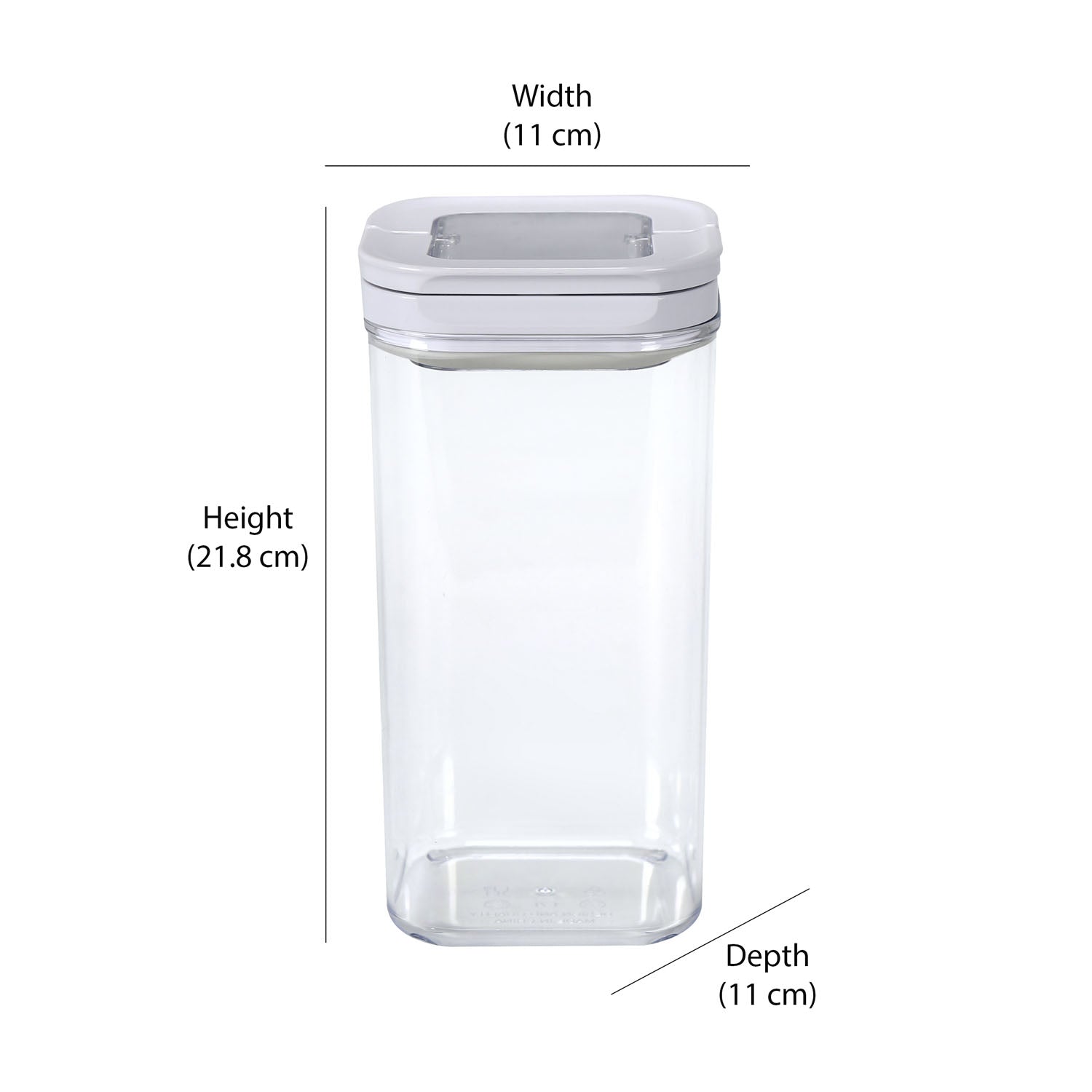 Square Shape 1700 ml Fliplock Container (Transparent)