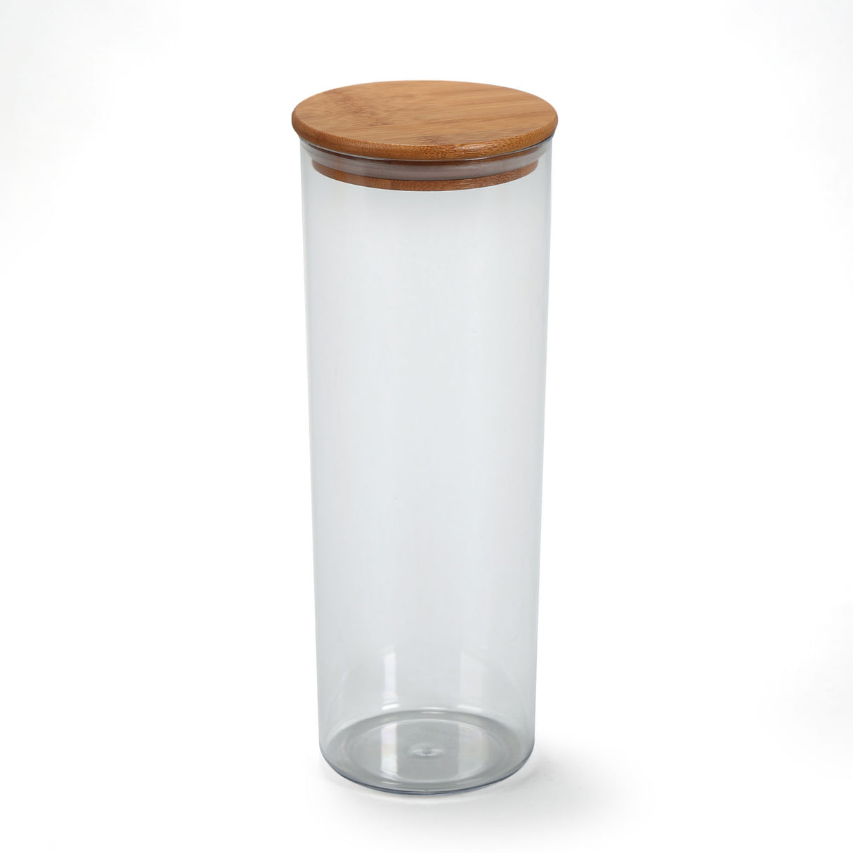 Round Shape 1800 ml Container with Bamboo Lid (Transparent)