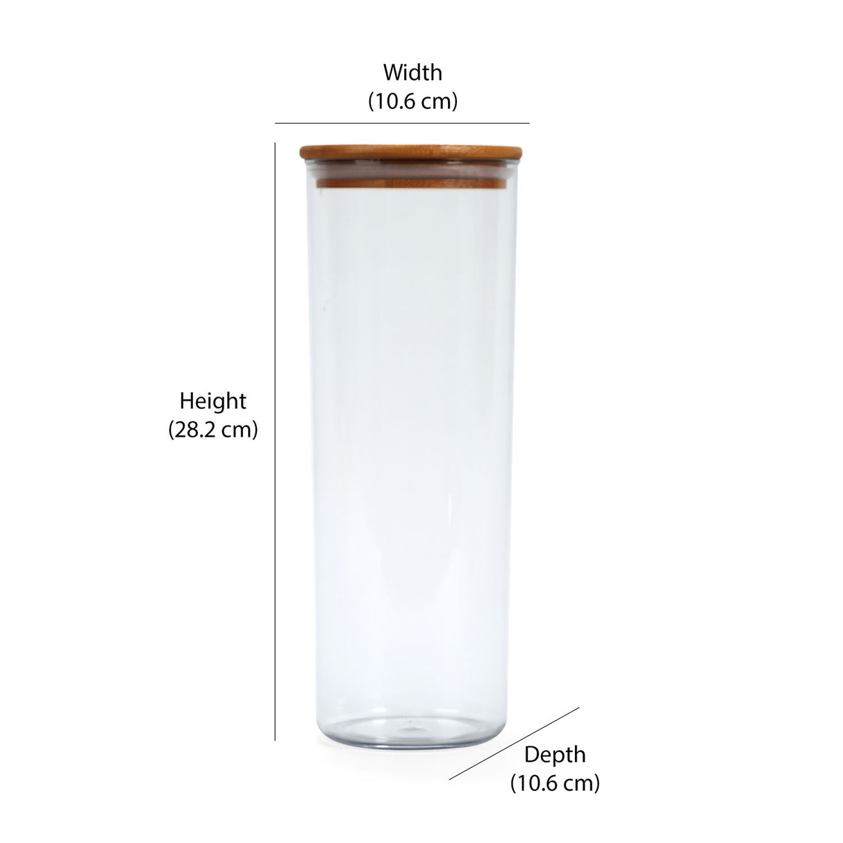 Round Shape 1800 ml Container with Bamboo Lid (Transparent)