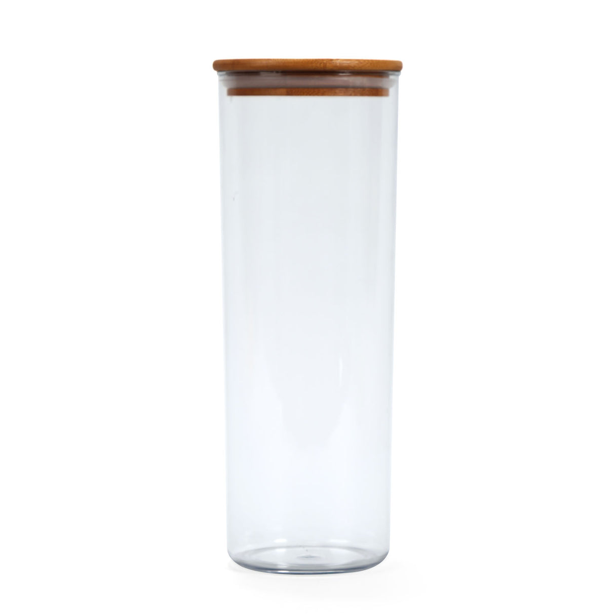 Round Shape 1800 ml Container with Bamboo Lid (Transparent)