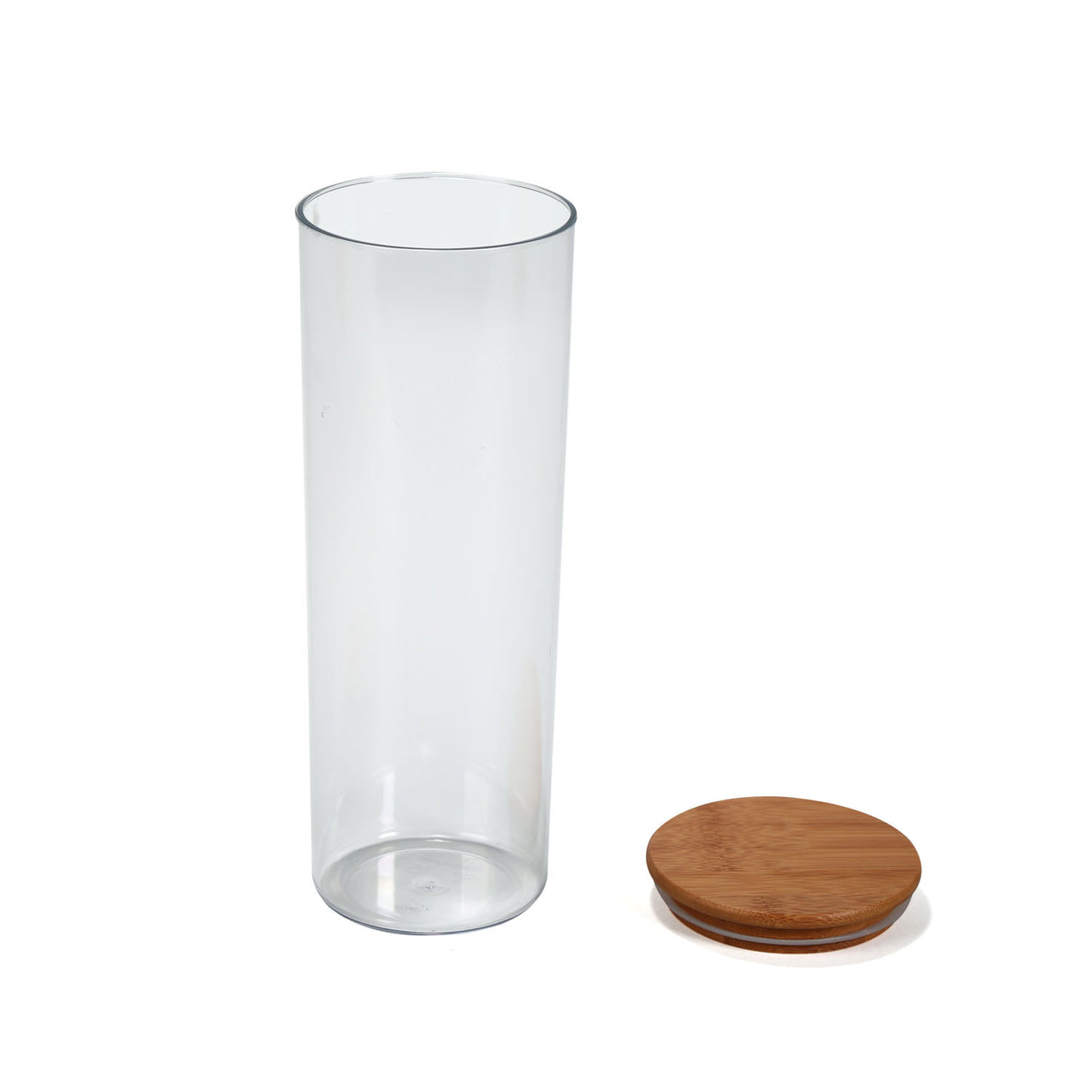 Round Shape 1800 ml Container with Bamboo Lid (Transparent)