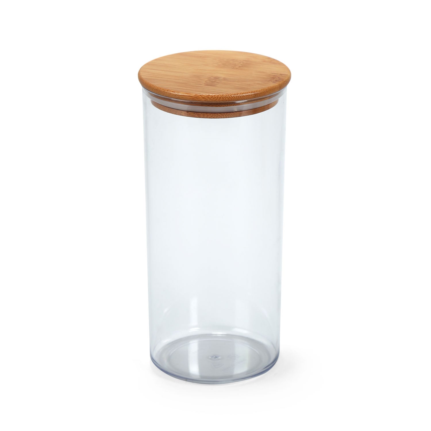 Round Shape 1350 ml Container with Bamboo Lid (Transparent)