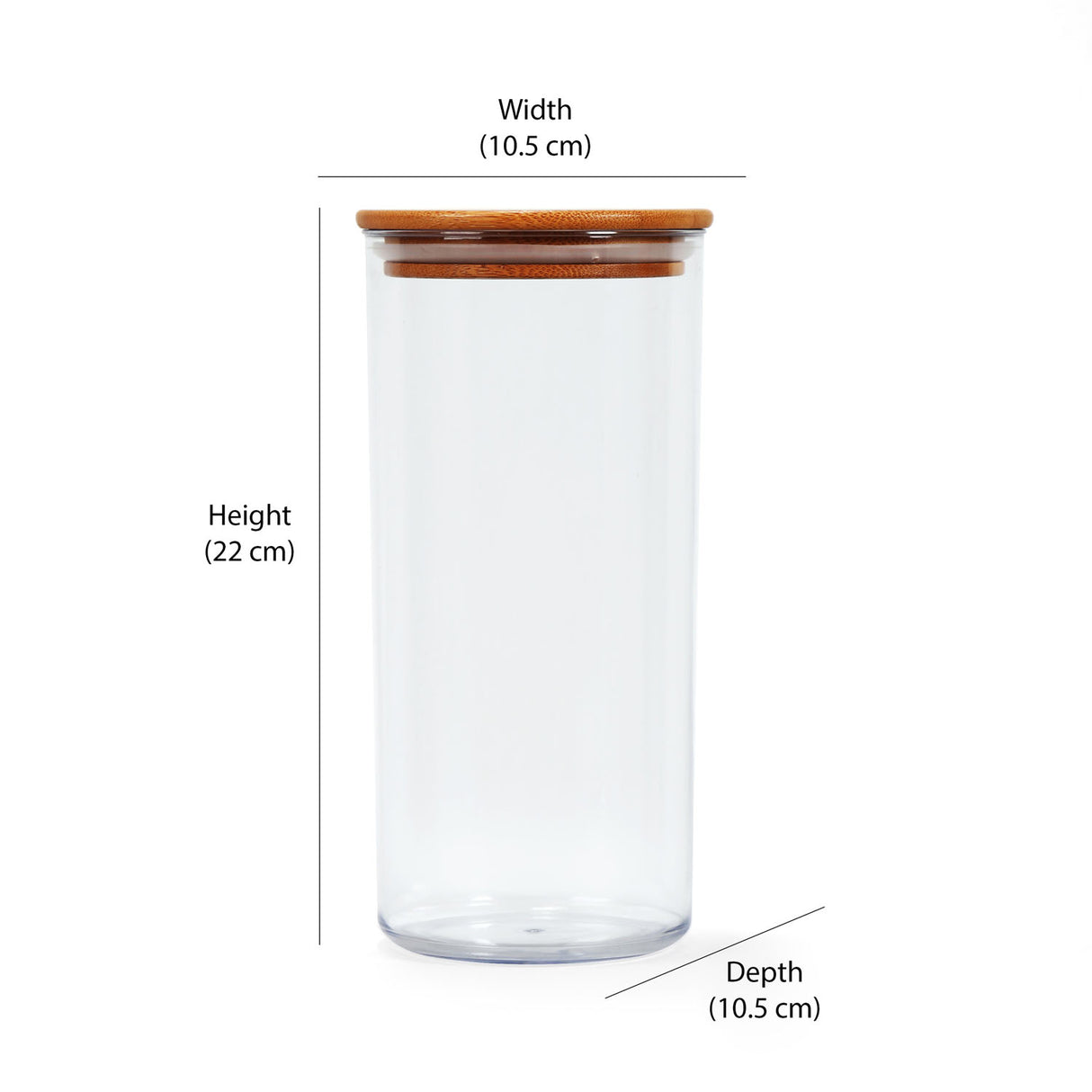 Round Shape 1350 ml Container with Bamboo Lid (Transparent)