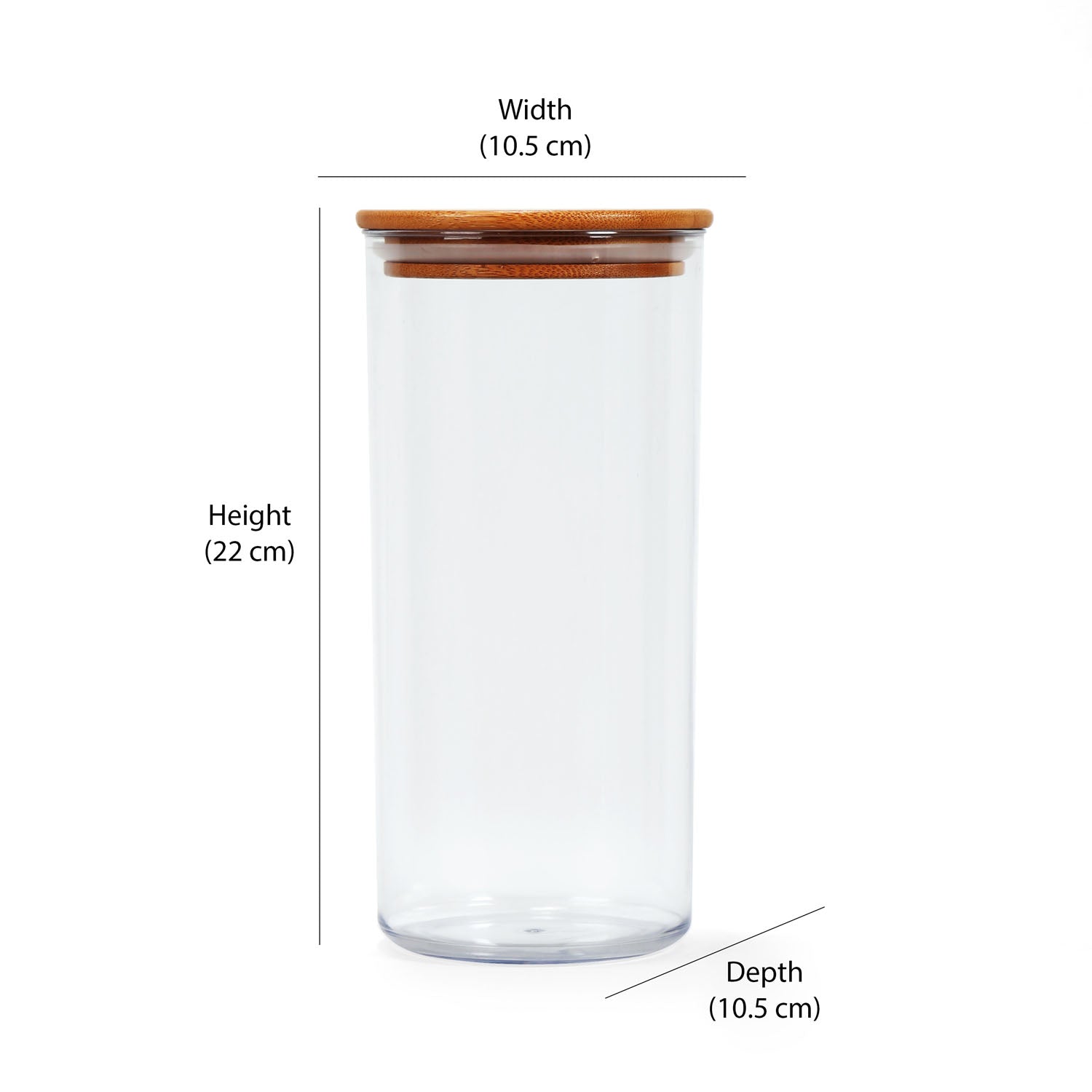 Round Shape 1350 ml Container with Bamboo Lid (Transparent)