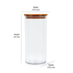 Round Shape 1350 ml Container with Bamboo Lid (Transparent)