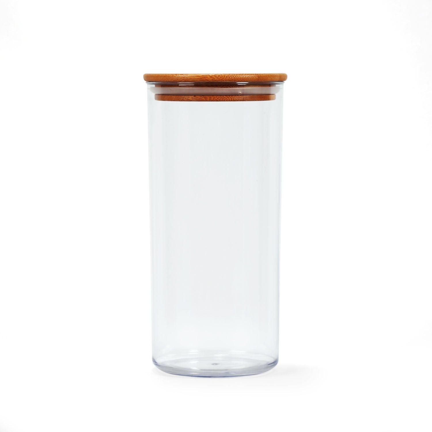 Round Shape 1350 ml Container with Bamboo Lid (Transparent)