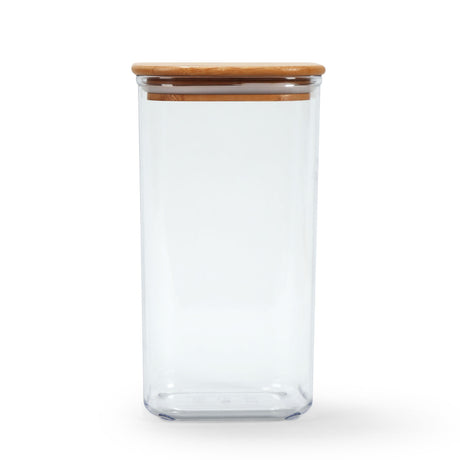 Square Shape 1700 ml Container with Bamboo Lid (Transparent)