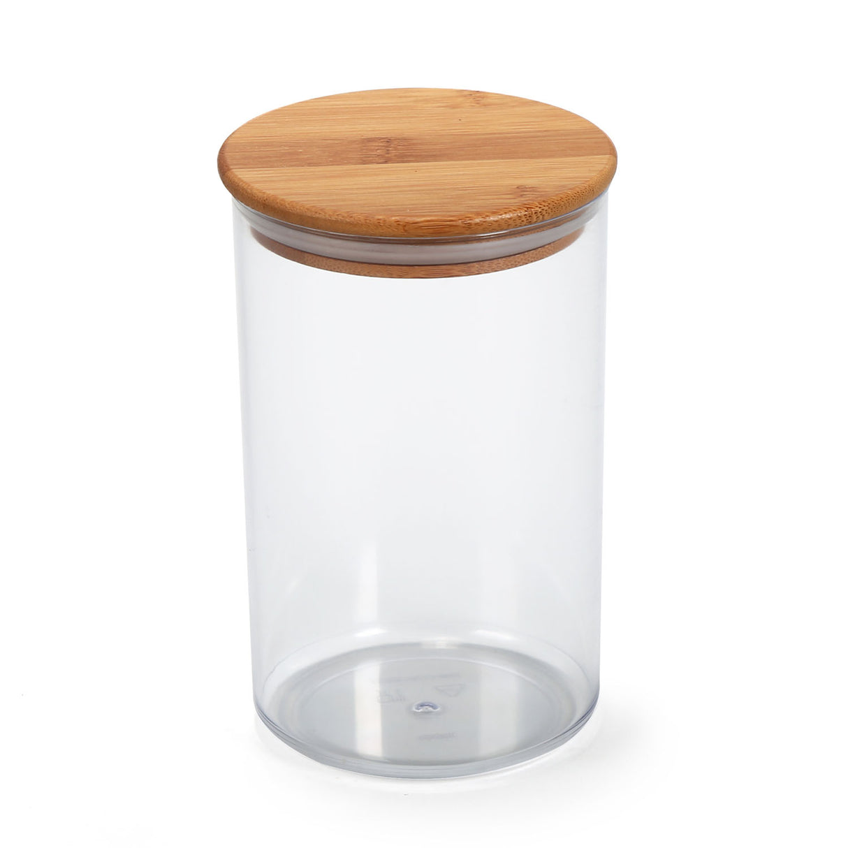 Round Shape 1000 ml Container with Bamboo Lid (Transparent)