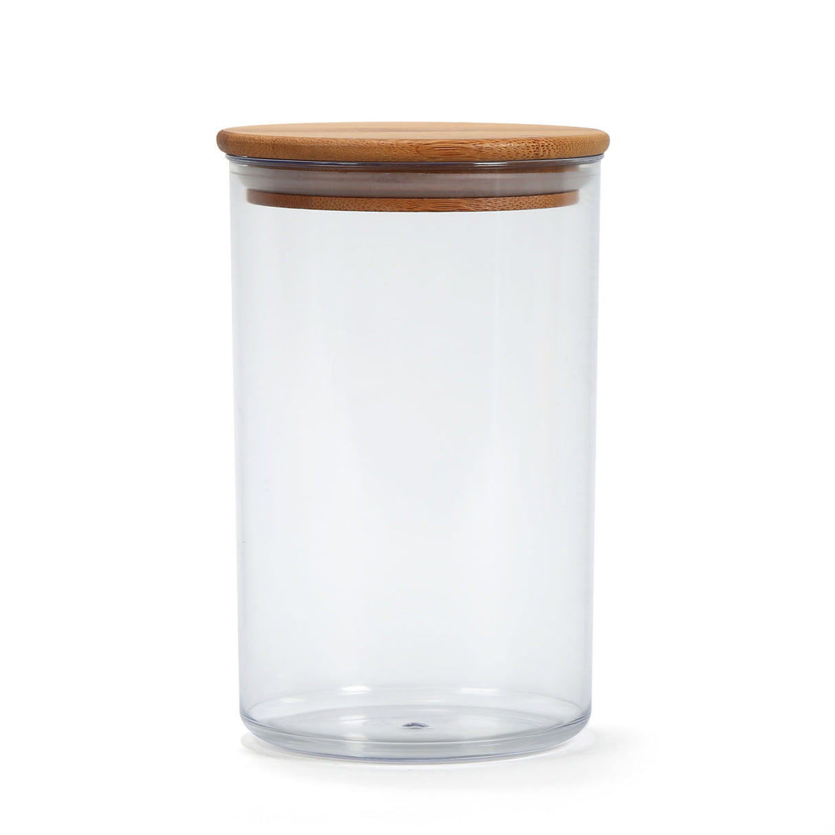 Round Shape 1000 ml Container with Bamboo Lid (Transparent)