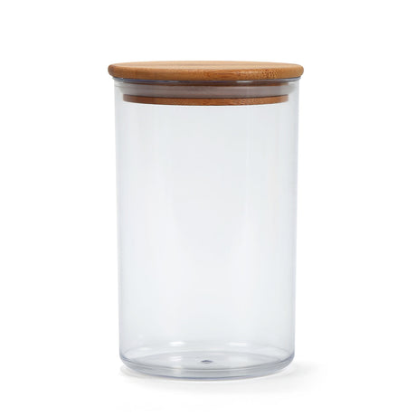 Round Shape 1000 ml Container with Bamboo Lid (Transparent)