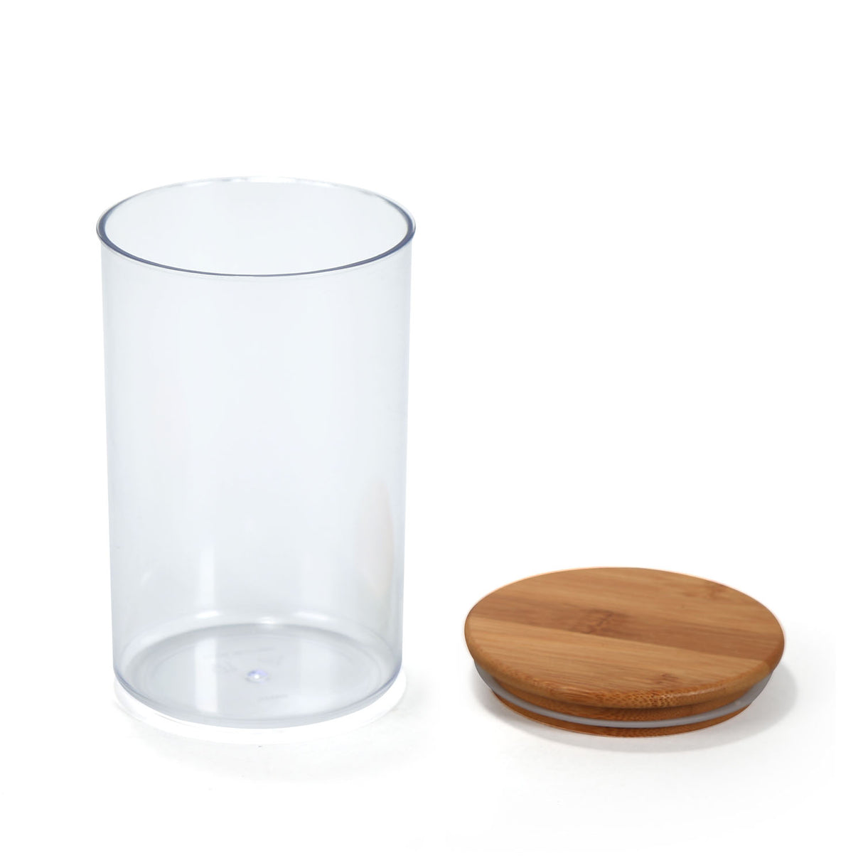 Round Shape 1000 ml Container with Bamboo Lid (Transparent)